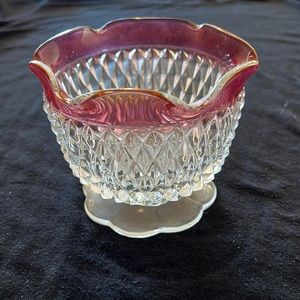 VTG Crystal, cut glass,bowl with base, 4”W, 2.50”D.